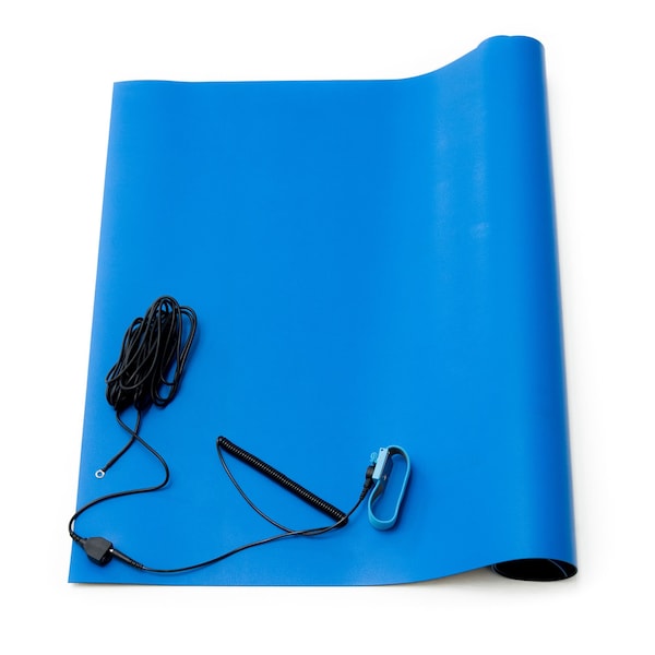 ESD Anti-Static Soldering Rubber Mat Kit , 18 In. x 24 In., Blue